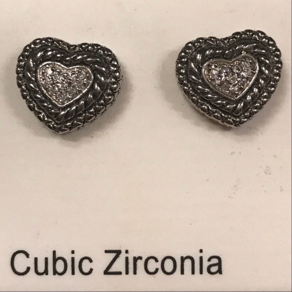 Cubic Zirconia Heart Earrings